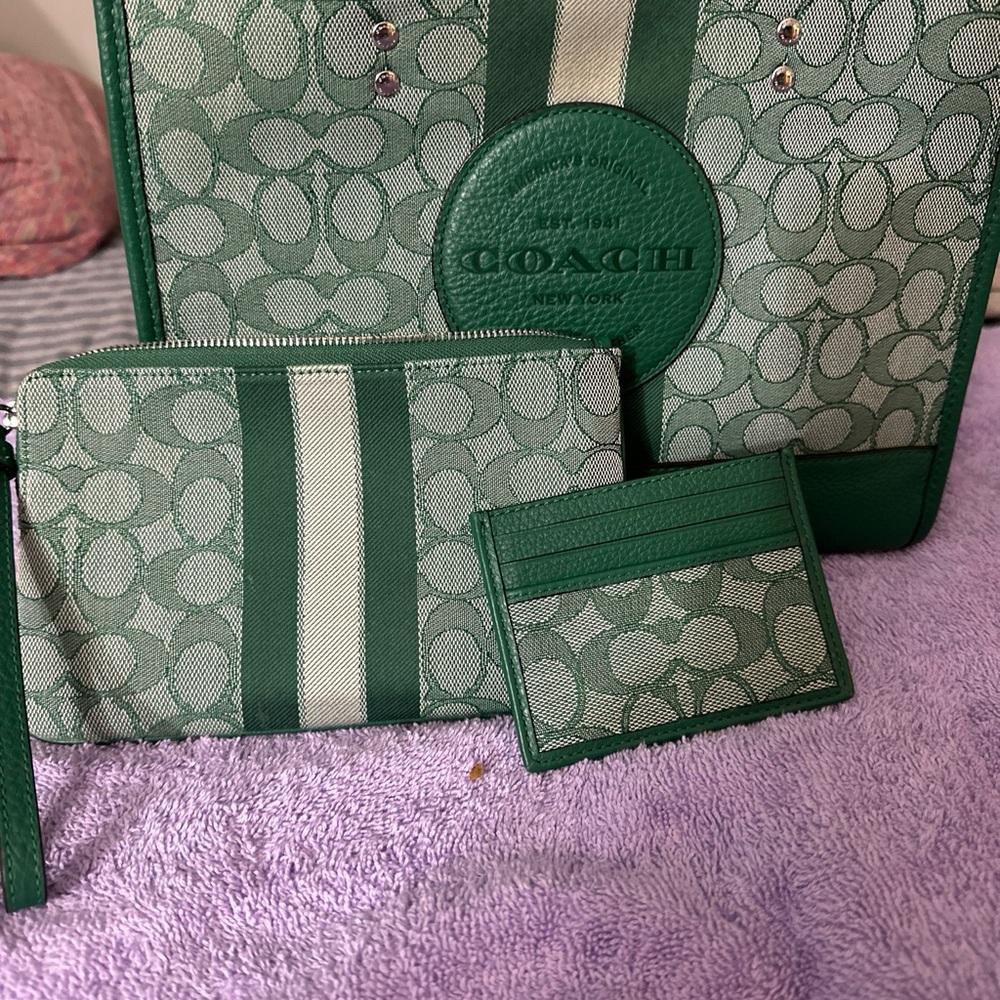 Coach Green Signature Bag Set